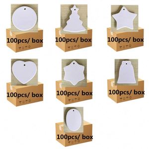 Ornements de Noël vierges en céramique pour sublimation, ronds, pour l'artisanat de Noël - Product Image 2
