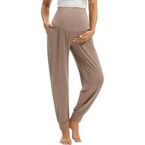 Pantalon de grossesse personnalisé pour femme en bambou, taille haute, doux, extensible, couvrant le ventre - Product Image 1