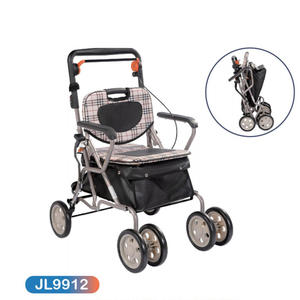 Jianlian Rollator in alluminio leggero pieghevole assistente Walker <span class=keywords><strong>con</strong></span> <span class=keywords><strong>deambulatore</strong></span> Rollator <span class=keywords><strong>freno</strong></span> <span class=keywords><strong>a</strong></span> <span class=keywords><strong>mano</strong></span> - Product Image 2