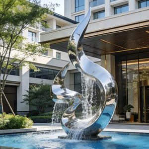 Escultura de Gota de Agua Grande de Acero Inoxidable, Fuente <span class=keywords><strong>para</strong></span> Exteriores, Escultura Metálica Abstracta Moderna <span class=keywords><strong>para</strong></span> Decoración de Jardines y Paisajes de Hoteles - Product Image 1
