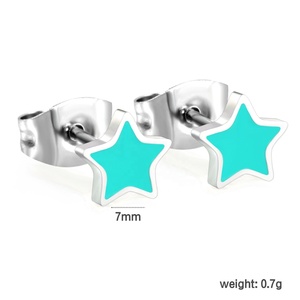 Stainless Steel Cute Heart <b>Stud</b> <b>Earrings</b> Fashionable Tarnish Free Waterproof Jewelry Anniversaries Round Circle Star <b>Earrings</b> - Product Image 3