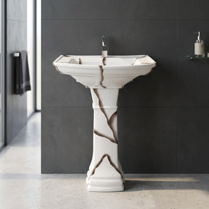 Printed Designer Ceramic Wash Basin with <b>Full</b> Pedestal Outdoor Bathroom Sanitary Ware - Product Image 3
