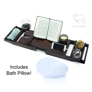 Baignoire en bambou Caddy Plateau de baignoire Oreiller de bain lavable et imperméable avec ventouse - Product Image 3