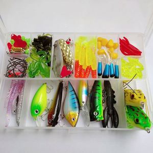 Set de 142 señuelos de pesca artificiales mixtos, kit de pesca de fondo, crankbaits, poppers, anzuelos, pesas, señuelos de plástico blando, caja de señuelos y accesorios. - Product Image 4