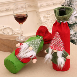 New cross-border Christmas wine bottle <b>cover</b>/sleeve <b>cover</b>, home dining <b>table</b> decoration, Santa Claus/Forest Elder. - Product Image 2