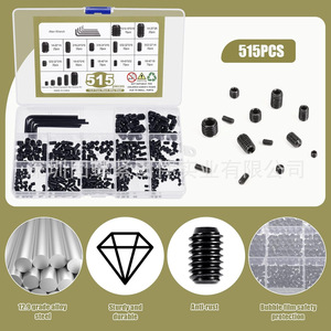 Black Hex <b>Socket</b> Head <b>Screw</b> Set 515Pcs With Allen Wrench For Standard Use Carbon Steel Class 12.9 - Product Image 2