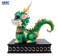 Figurine de dragon bébé sculptée en résine sur mesure SMC, base 3D, statue de dessin animé mignonne, décoration de bureau et de maison, Noël