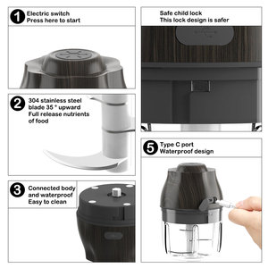 เครื่องบดสับกระเทียมไฟฟ้าขนาดเล็กแบบพกพา 250 มล. ชาร์จผ่าน USB สำหรับกระเทียม พริก หอมหัวใหญ่ ขายส่ง - Product Image 4