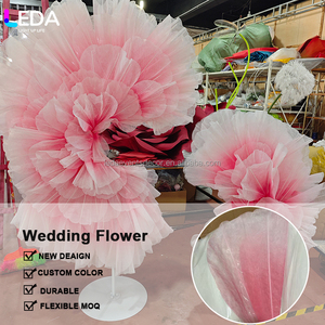 Bunga Organza Raksasa Pink Kustom LEDA, Alas Bunga Tulle Besar untuk Dekorasi Panggung Acara Pernikahan, Ulang Tahun, dan Latar Belakang - Product Image 5