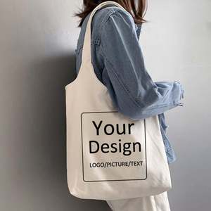 Bolsos de lona OEM para mujer con logotipo impreso personalizado, bolso de lona personalizado Diy, bolso de hombro de compras, bolso de lona resistente, liso en blanco - Product Image 6