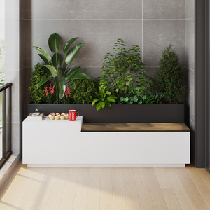 Modern Minimalist Storage Flower Box <b>Rectangle</b> White Metal Multifunctional Outdoor Seating Balcony Garden <b>Planting</b> - Product Image 2