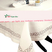 Nappe rectangulaire élégante et luxueuse en lin et coton brodée à la main, taille personnalisée, broderie au point de croix de haute qualité