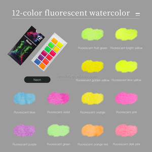 Ensemble de <span class=keywords><strong>12</strong></span> aquarelles fluorescentes solides pour artistes, kit portable demi-palettes, Acuarelas Aquarela Calligraphie - Product Image 2