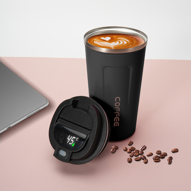 Factory Wholesale Smart Temperature Display   500 ml Double Wall Stainless Steel Insulated  Coffee Cup  Travel Mug for Gifts