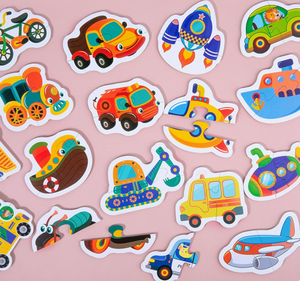 Set di Puzzle 3D in Legno a Due Pezzi con Animali e Mezzi di Trasporto per Bambini - Gioco Educativo per Ragazzi e Ragazze (0-24 mesi) - Product Image 3