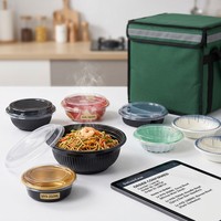 Bol rond jetable en PP compatible micro-ondes avec couvercle transparent, pour soupe, nouilles, ramen, 350/550/700/1000 ml