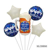 Ensemble de ballons en feuille d'aluminium de qualité supérieure pour célébration d'anniversaire avec design de gâteau, ballons ronds, ballons étoiles, décoration d'événements, vente en gros