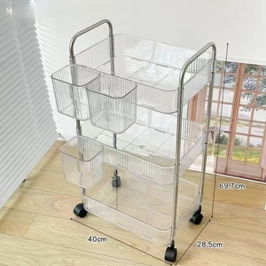 Estante móvil ligero de lujo para inodoro, estante de almacenamiento para suelo, carrito pequeño, soporte para champú, Cosméticos de baño, almacenamiento de costura - Product Image 5