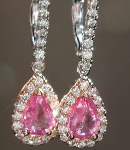 Orecchini a Goccia Bicolore per Donne, Stile con Pietra Rosa, Gioielli per Orecchie alla Moda - Product Image 1