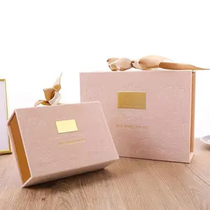 Romantic cardboard Ribbon Closure Luxury Gift Packaging Wedding Bridesmaid Proposal Velvet Gift Box Packing