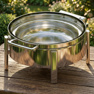 Sunnex Stainless Steel Round Chafing Dish with Glass Lid Windproof Stackable <b>Buffet</b> <b>Server</b> for Outdoor Catering - Product Image 2