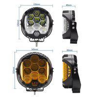 Phares à trois faces de 7 pouces pour camions, gros véhicules et véhicules à forte luminosité, lumières jaunes avec DRL