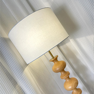 Wood Floor <b>Lamp</b> White Shade LED Light Source <b>Switch</b> Control Home Use - Product Image 4