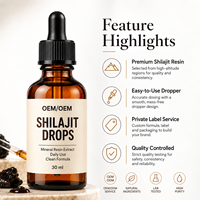 Gouttes de Shilajit à Marque Blanche OEM, Extrait de Résine Minérale Liquide, Complément Alimentaire, Formule Botanique, Vente en Gros Directe, Marque Personnalisée