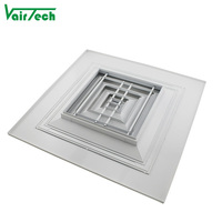 Diffuseur de conduit d'alimentation en aluminium de plafond Hvac Diffuseur d'air carré à 4 voies à cadre large