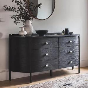 <span class=keywords><strong>Commode</strong></span> de luxe moderne en chêne <span class=keywords><strong>noir</strong></span> à 6 tiroirs avec boutons en cristal-Meuble de rangement contemporain pour chambre <span class=keywords><strong>et</strong></span> salon - Product Image 2
