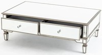 Table basse carrée de style italien Glam Style Silva 4 mm avec miroir et diamants concassés