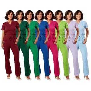 Ensemble de Blouse et Pantalon Médical Unisexe en Tissu Dobby Polyester Élastique à Séchage Rapide, Tendance <span class=keywords><strong>TikTok</strong></span>, Séparable, pour Médecins et Cliniques Vétérinaires - Product Image 1