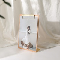 Maxery-férula de escritura de negocios A5, carpeta de Metal de haya para menú de fotos, soportes de menú de madera, carpeta de archivos de puntos, férula de menú