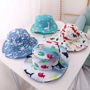 2023 été enfant en bas âge bébé enfants large bord Panama seau plage soleil chapeaux dessin animé dinosaure imprimé Animal bébé garçons filles seau <span class=keywords><strong>chapeau</strong></span> - Product Image 2