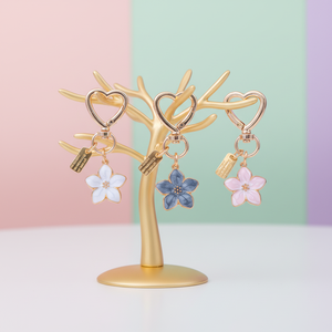 Porte-clés <span class=keywords><strong>en</strong></span> métal à <span class=keywords><strong>fleurs</strong></span> de cerisier, adorable et très vendu, émail rose et blanc, accessoires pour sac à main et téléphone pour femmes, porte-clés <span class=keywords><strong>en</strong></span> forme de cœur - Product Image 3