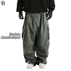 מכנסי דגמ\\\"ח רחבים לגברים, בסגנון רחוב, עם שרוך אלסטי, גזרה רפויה, מכנסי ריצה, מכנסי טיולים עם כיסים - Product Image 1