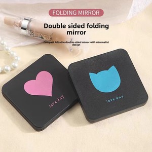 Square Pocket Folding <b>Mirror</b> Black <b>Compact</b> Double Sided Portable Travel Makeup <b>Mirror</b> Custom Logo Plastic Case - Product Image 4