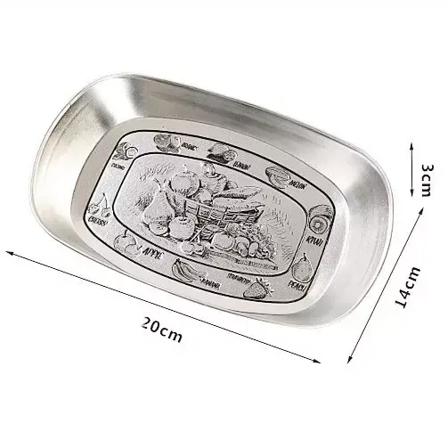 Tin Plate Engraving Countryside Style Service Tray, Food Snack Tray for Party and Wedding Servicing and Decoration