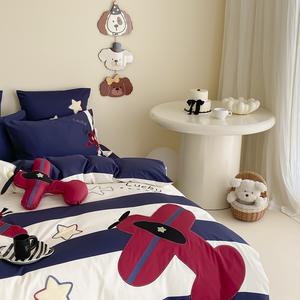 ชุดเครื่องนอนผ้าฝ้ายปักลายการ์ตูน4ชิ้นสีแดงบ้านโรงแรมสิ่งทอสำหรับเด็กทารก - Product Image 2