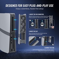 PS5 Slim/Pro RGB Kühlventilator 3 Lüfter Kühler mit LED-Licht 3 Geschwindigkeitsmodi Automatische Temperaturregelung für Playstation 5 Konsolen-Zubehör