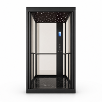 Ascensore Panoramico in Vetro per Casa con Telaio Nero Opaco, Pannello in Marmo Bianco, Schermo Touch Smart, Ascensore per Villa Personalizzato