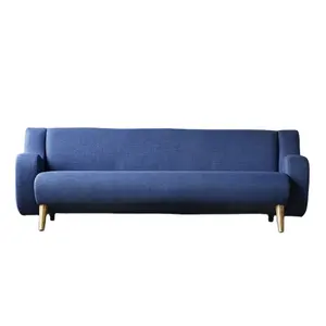简约办公沙发现代蓝色天鹅绒三人行布艺沙发套客厅家具组合