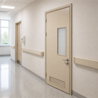 Porte battante d'hôpital pour salle médicale, pour chambre de patient, avec panneau en verre dépoli et grille inférieure, en acier lisse, OEM ODM