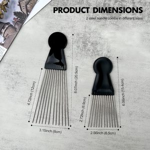 Peigne Afro en Métal de Haute Qualité avec Logo Personnalisé, Peigne à Dents Larges pour Coiffure, Peigne de Barbier pour Hommes Noirs - Product Image 2