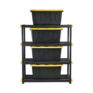 블랙 옐로우 플라스틱 선반 유닛 헤비 듀티 4 단 다단계 보관 용기 부식 방지 매우 내구성 랙 - Product Image 1