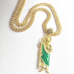 Pendentif Hip-Hop pour Enfants en Gros, Breloque Jude en Tissu Vert avec Perle Plaqué Or pour Fêtes - Product Image 4