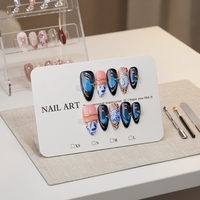 Ongles artificiels en amande faits à la main B258 style français à poser sur les doigts