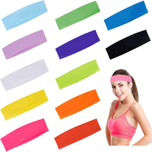 Bán Buôn Biểu Tượng Tùy Chỉnh Thoáng Khí Đàn Hồi Thể Thao Headbands Unisex Mồ Hôi Hấp Thụ Tập Thể Dục Mũ Nón Rộng Headbands Trong Bông - Product Image 1
