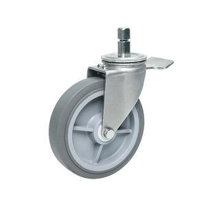 Square Grip Ring Stem Rollen räder Heavy Duty Grey <span class=keywords><strong>Swivel</strong></span> <span class=keywords><strong>Locking</strong></span> Pu Lenkräder - Product Image 6