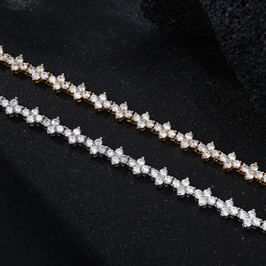 महिलाओं के सोने के लहूट टेनिस चोकर हार का सीज़ डायमंड क्लोवर ब्रेसलेट गहने चार पत्ती के साथ मिला - Product Image 1